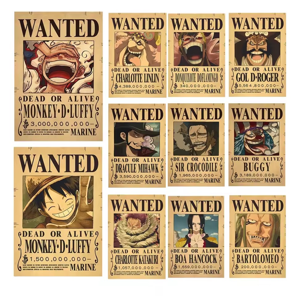 Vintage Collectible Figures - Anime One Piece Bounty Aranıyor Posterleri