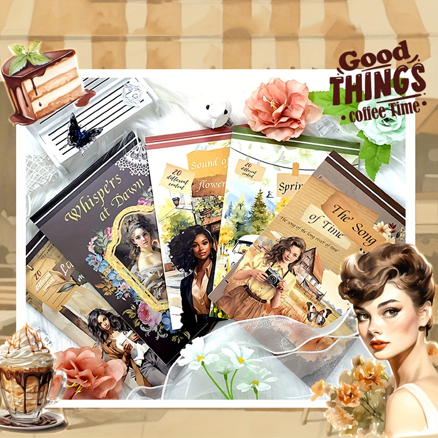 Vintage Collectible Books - 20 yaprak önceden kesilmiş çıkartma kitabı